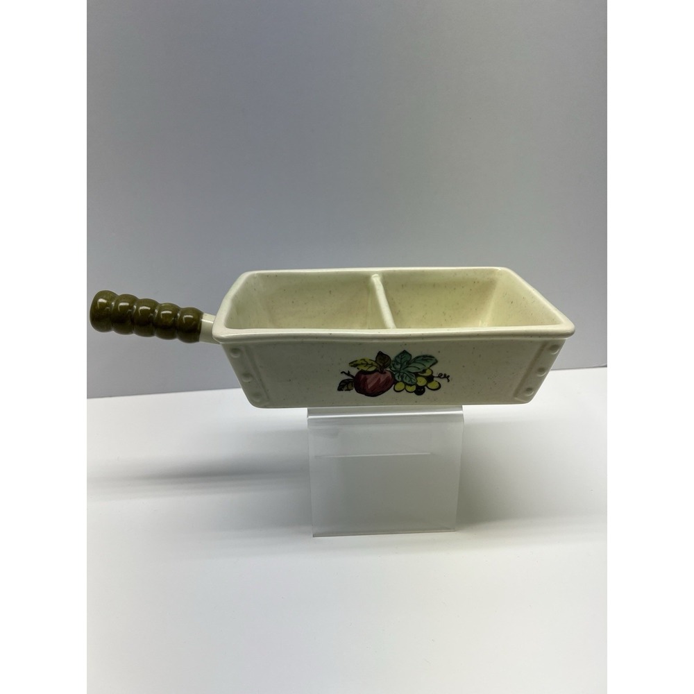 Metlox Poppytrail Provincial Fruit Green Divided Vegetable Bowl VTG 1960 EUC USA